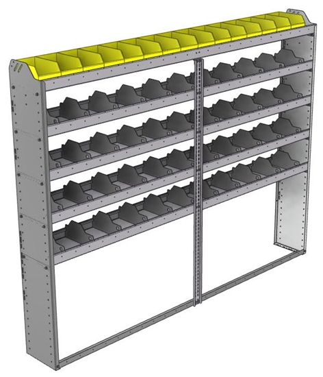 24-9172-5 Square back bin separator combo shelf unit 94"Wide x 11.5"Deep x 72"High with 5 shelves