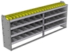 24-9336-4 Square back bin separator combo shelf unit 94"Wide x 13.5"Deep x 36"High with 4 shelves