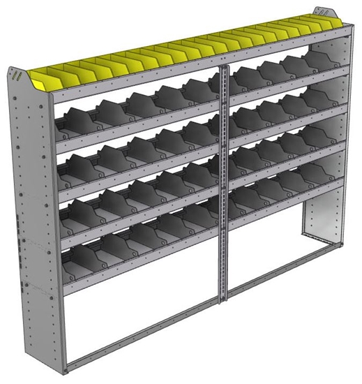 24-9363-5 Square back bin separator combo shelf unit 94"Wide x 13.5"Deep x 63"High with 5 shelves