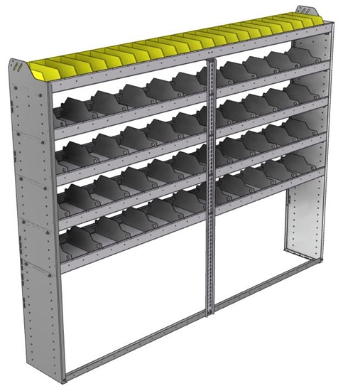 24-9372-5 Square back bin separator combo shelf unit 94"Wide x 13.5"Deep x 72"High with 5 shelves