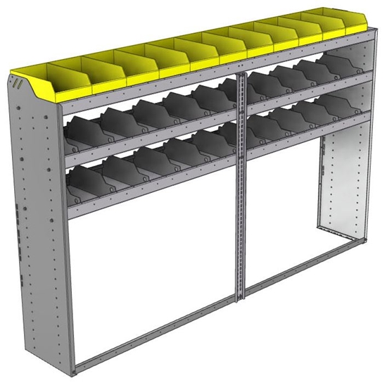 24-9558-3 Square back bin separator combo shelf unit 94"Wide x 15.5"Deep x 58"High with 3 shelves