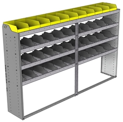 24-9558-4 Square back bin separator combo shelf unit 94"Wide x 15.5"Deep x 58"High with 4 shelves