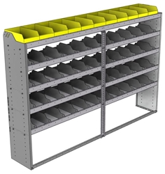 24-9563-5 Square back bin separator combo shelf unit 94"Wide x 15.5"Deep x 63"High with 5 shelves