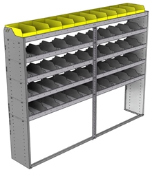 24-9572-5 Square back bin separator combo shelf unit 94"Wide x 15.5"Deep x 72"High with 5 shelves