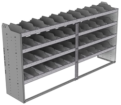 24-9848-4 Square back bin separator combo shelf unit 94"Wide x 18.5"Deep x 48"High with 4 shelves