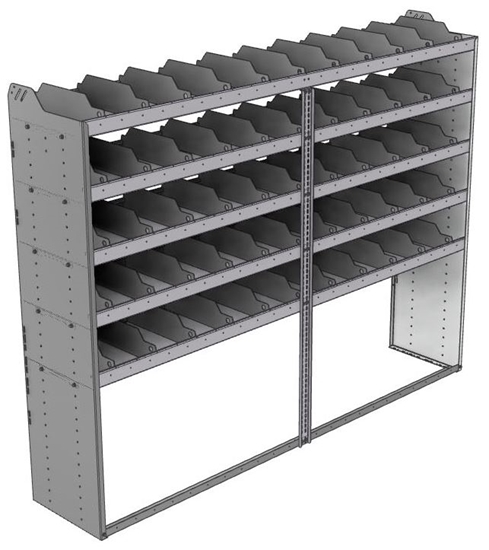 24-9872-5 Square back bin separator combo shelf unit 94"Wide x 18.5"Deep x 72"High with 5 shelves