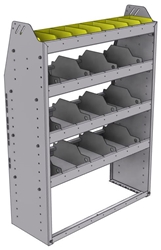 25-3348-4 Profiled back bin separator combo Shelf unit 34.5"Wide x 13.5"Deep x 48"High with 4 shelves