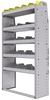 25-3363-5 Profiled back bin separator combo Shelf unit 34.5"Wide x 13.5"Deep x 63"High with 5 shelves