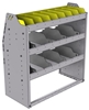 25-3536-3 Profiled back bin separator combo Shelf unit 34.5"Wide x 15.5"Deep x 36"High with 3 shelves