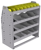 25-3536-4 Profiled back bin separator combo Shelf unit 34.5"Wide x 15.5"Deep x 36"High with 4 shelves