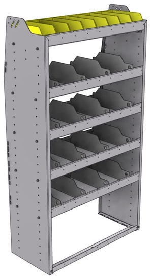 25-3563-5 Profiled back bin separator combo Shelf unit 34.5"Wide x 15.5"Deep x 63"High with 5 shelves