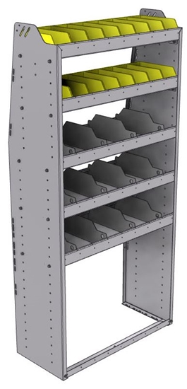 25-3572-5 Profiled back bin separator combo Shelf unit 34.5"Wide x 15.5"Deep x 72"High with 5 shelves