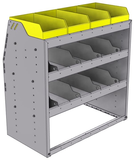 25-3836-3 Profiled back bin separator combo Shelf unit 34.5"Wide x 18.5"Deep x 36"High with 3 shelves