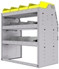 25-3836-3 Profiled back bin separator combo Shelf unit 34.5"Wide x 18.5"Deep x 36"High with 3 shelves