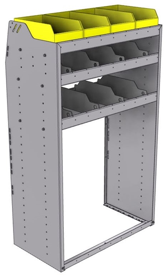 25-3858-3 Profiled back bin separator combo Shelf unit 34.5"Wide x 18.5"Deep x 58"High with 3 shelves