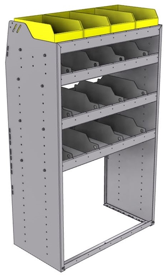 25-3858-4 Profiled back bin separator combo Shelf unit 34.5"Wide x 18.5"Deep x 58"High with 4 shelves