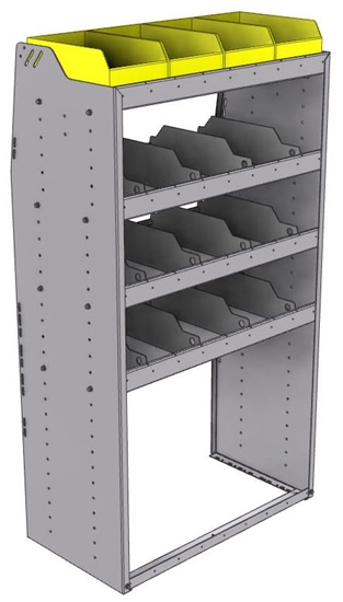 25-3863-4 Profiled back bin separator combo Shelf unit 34.5"Wide x 18.5"Deep x 63"High with 4 shelves
