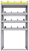 25-3863-4 Profiled back bin separator combo Shelf unit 34.5"Wide x 18.5"Deep x 63"High with 4 shelves