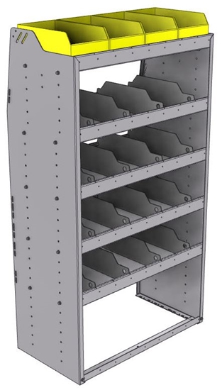 25-3863-5 Profiled back bin separator combo Shelf unit 34.5"Wide x 18.5"Deep x 63"High with 5 shelves