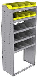 25-3872-5 Profiled back bin separator combo Shelf unit 34.5"Wide x 18.5"Deep x 72"High with 5 shelves