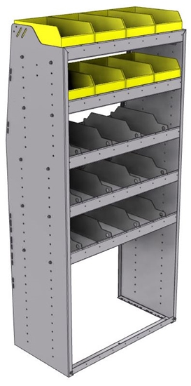 25-3872-5 Profiled back bin separator combo Shelf unit 34.5"Wide x 18.5"Deep x 72"High with 5 shelves