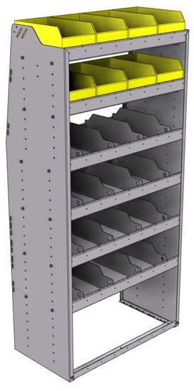 25-3872-6 Profiled back bin separator combo Shelf unit 34.5"Wide x 18.5"Deep x 72"High with 6 shelves