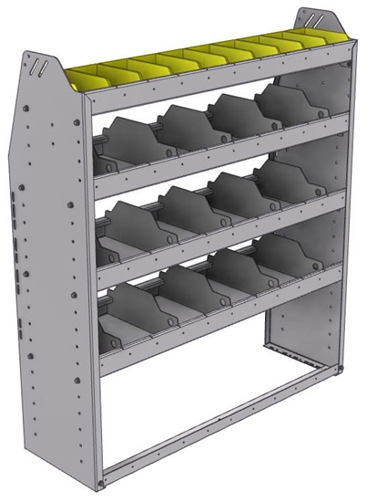 25-4348-4 Profiled back bin separator combo Shelf unit 43"Wide x 13.5"Deep x 48"High with 4 shelves