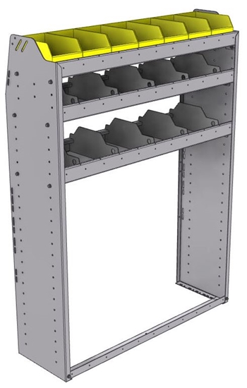 25-4358-3 Profiled back bin separator combo Shelf unit 43"Wide x 13.5"Deep x 58"High with 3 shelves