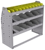 25-4536-3 Profiled back bin separator combo Shelf unit 43"Wide x 15.5"Deep x 36"High with 3 shelves