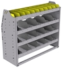 25-4536-4 Profiled back bin separator combo Shelf unit 43"Wide x 15.5"Deep x 36"High with 4 shelves