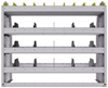 25-4536-4 Profiled back bin separator combo Shelf unit 43"Wide x 15.5"Deep x 36"High with 4 shelves