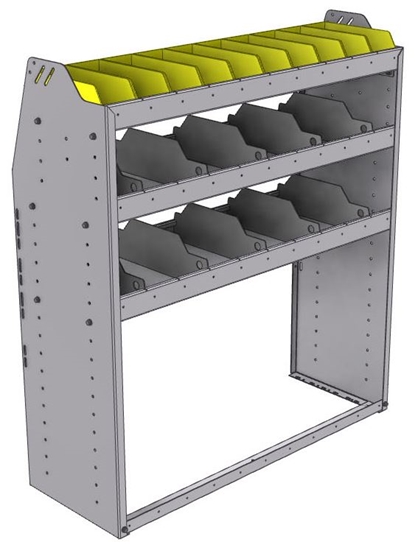25-4548-3 Profiled back bin separator combo Shelf unit 43"Wide x 15.5"Deep x 48"High with 3 shelves