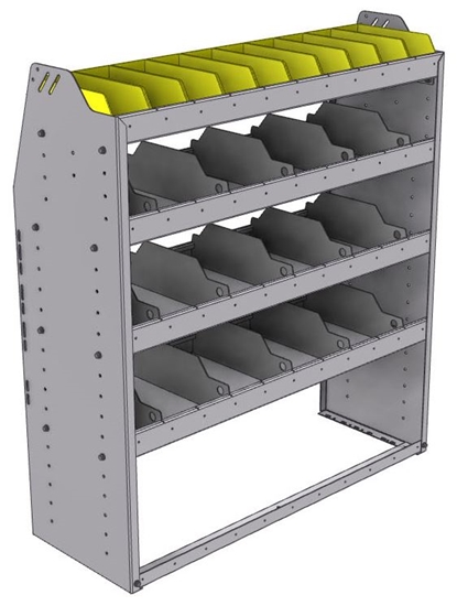 25-4548-4 Profiled back bin separator combo Shelf unit 43"Wide x 15.5"Deep x 48"High with 4 shelves