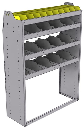 25-4558-4 Profiled back bin separator combo Shelf unit 43"Wide x 15.5"Deep x 58"High with 4 shelves