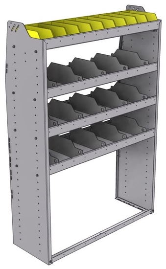 25-4563-4 Profiled back bin separator combo Shelf unit 43"Wide x 15.5"Deep x 63"High with 4 shelves