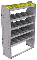 25-4563-5 Profiled back bin separator combo Shelf unit 43"Wide x 15.5"Deep x 63"High with 5 shelves