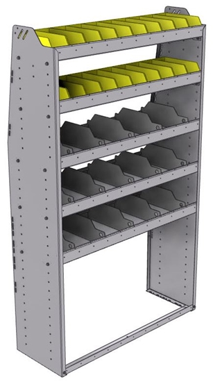 25-4572-5 Profiled back bin separator combo Shelf unit 43"Wide x 15.5"Deep x 72"High with 5 shelves