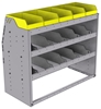 25-4836-3 Profiled back bin separator combo Shelf unit 43"Wide x 18.5"Deep x 36"High with 3 shelves