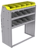 25-4848-3 Profiled back bin separator combo Shelf unit 43"Wide x 18.5"Deep x 48"High with 3 shelves