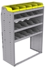 25-4858-4 Profiled back bin separator combo Shelf unit 43"Wide x 18.5"Deep x 58"High with 4 shelves