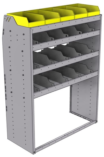 25-4858-4 Profiled back bin separator combo Shelf unit 43"Wide x 18.5"Deep x 58"High with 4 shelves