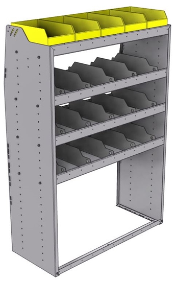 25-4863-4 Profiled back bin separator combo Shelf unit 43"Wide x 18.5"Deep x 63"High with 4 shelves