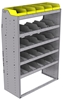 25-4863-5 Profiled back bin separator combo Shelf unit 43"Wide x 18.5"Deep x 63"High with 5 shelves