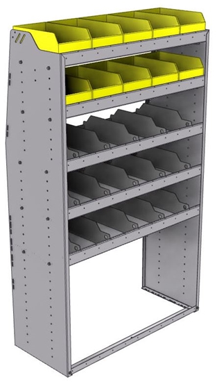 25-4872-5 Profiled back bin separator combo Shelf unit 43"Wide x 18.5"Deep x 72"High with 5 shelves