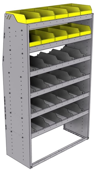 25-4872-6 Profiled back bin separator combo Shelf unit 43"Wide x 18.5"Deep x 72"High with 6 shelves