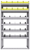 25-4872-6 Profiled back bin separator combo Shelf unit 43"Wide x 18.5"Deep x 72"High with 6 shelves