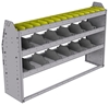 25-5336-3 Profiled back bin separator combo Shelf unit 58.5"Wide x 13.5"Deep x 36"High with 3 shelves