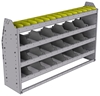 25-5336-4 Profiled back bin separator combo Shelf unit 58.5"Wide x 13.5"Deep x 36"High with 4 shelves