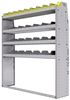 25-5363-4 Profiled back bin separator combo Shelf unit 58.5"Wide x 13.5"Deep x 63"High with 4 shelves