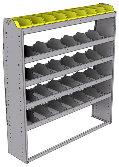 25-5363-5 Profiled back bin separator combo Shelf unit 58.5"Wide x 13.5"Deep x 63"High with 5 shelves